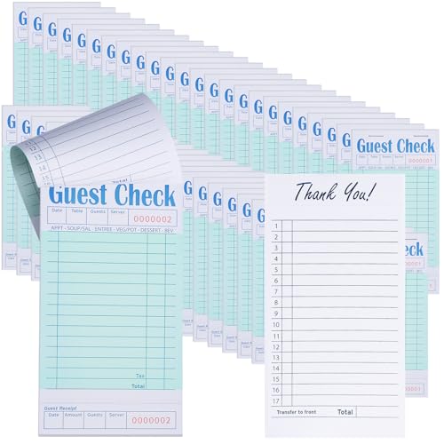 60 Pack Guest Checks Books Bulk Server Note Pad