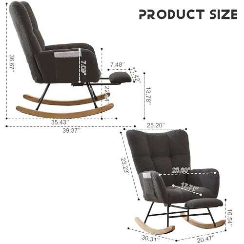 image for ETCZOYE Nursery Rocking Chair Teddy Upholstered Reading Glider Rocker 