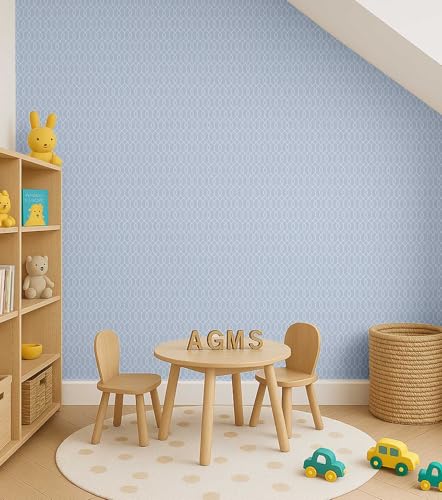 Papier peint hexagonal vinyle texturé et imperméable bleu 63x304cm