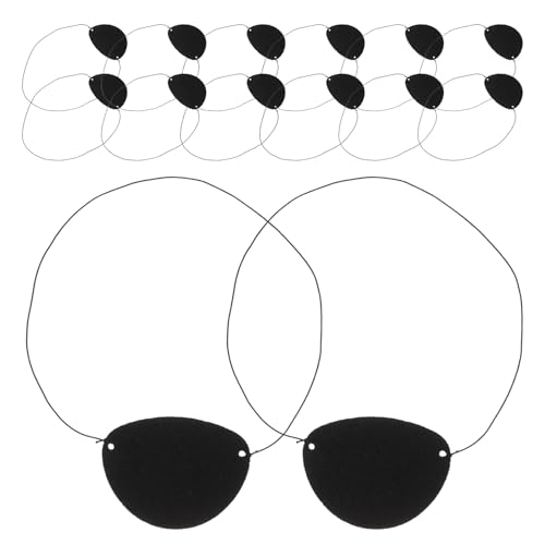 ibasenice 14 piezas Parches Oculares de Fieltro Negro Reutilizables para Accesorios para Disfraces Pirata Antifaz Transpirable para Halloween y Fiestas de Cosplay