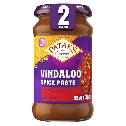 Patak’s Vindaloo Spice Paste - Hot Indian Curry Paste with 11 Expertly Blended Spices - Gluten-Free &Vegan - Flavorful Vindaloo Curry Base for Chicken