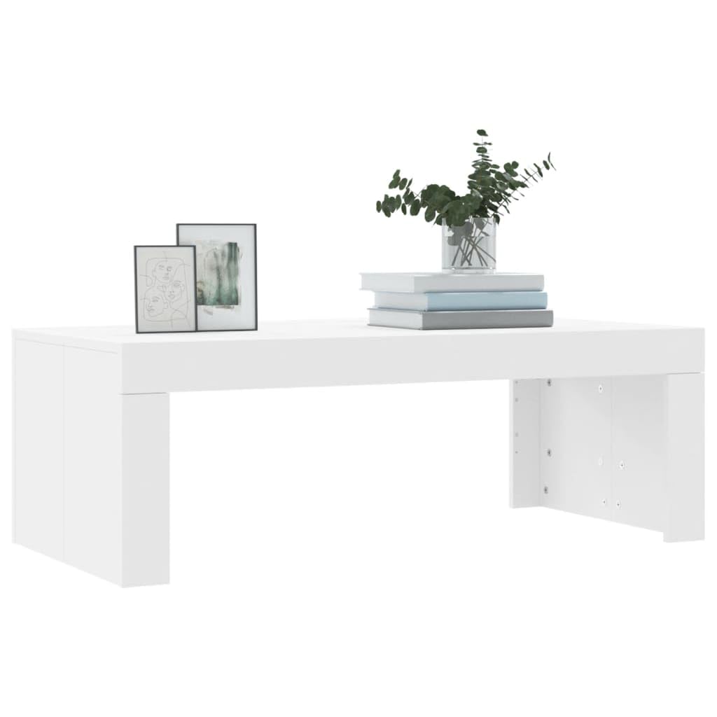 Couchtisch Weiß Holzwerkstoff 102x50x36 cm Stabiler Wohnzimmertisch mit Ablage Praktischer Beistelltisch Moderner Sofatisch für Teetisch und Kaffeezubehör