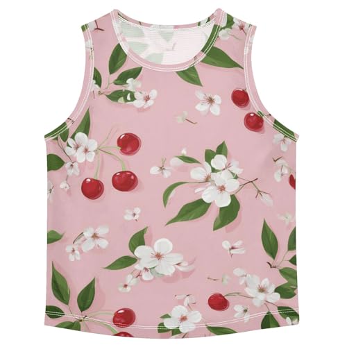 susiyo Cherry Fruits Flowers Boys Sleeveless Tank Top Girls Athletic T Shirt