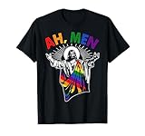 Ah Men Funny LGBT Gay Pride Jesus Rainbow Flag Christian T-Shirt