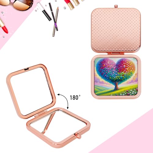Espejo de bolsillo cuadrado compacto para maquillaje miniatura 2