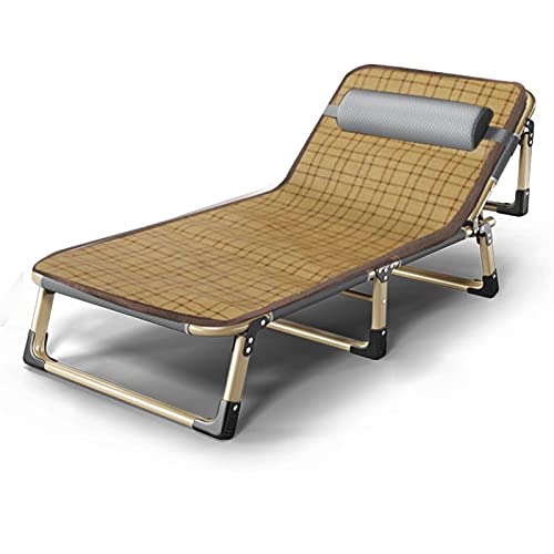 Tumbona de Metal Plegable para jardín, Resistente a la corrosión, con Esterilla de ratán y Respaldo Ajustable en 4 Posiciones. Medidas: 194 x 68 x 30 cm. Capacidad máxima: 120 kg. c326