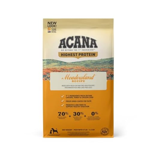ACANA Highest Protein Grain Free Dry Dog Food Meadowland Recipe 25lb Bag