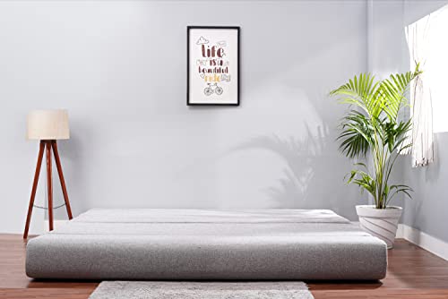 Image of Convertible Fabric Sofa Cum Bed | Foldable Double Foam & Washable Cover with Cushions | Modern Design Use Living Room & Guest Room (Silver-Multi-Chain, 6X6 Ft)