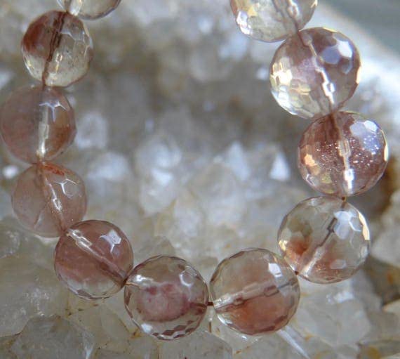Pierre de soleil d'Oregon LKBEADS rose pêche facettée pour boucles d'oreilles