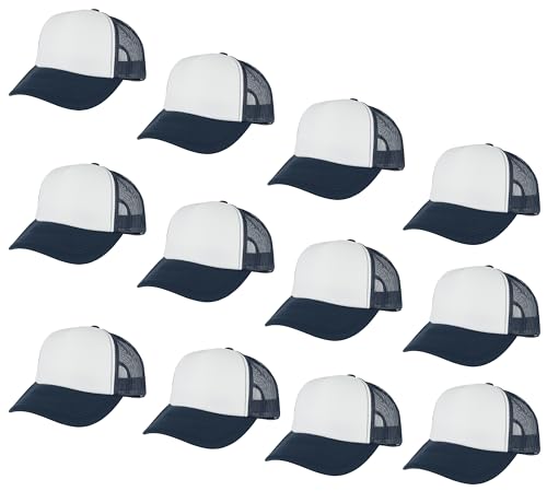 Image of Gelante 12 Pcs Sublimation Blank Trucker Hats - 5 Panel Mesh Snapback Baseball Cap Bulk