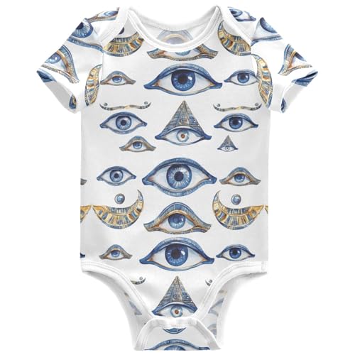 Pigsaly Magic Evil Eyes Unisex Baby Bodysuits Blue Magical Eyes Newborn Short Sleeve Summer Jumpsuit Boy Girl 6M