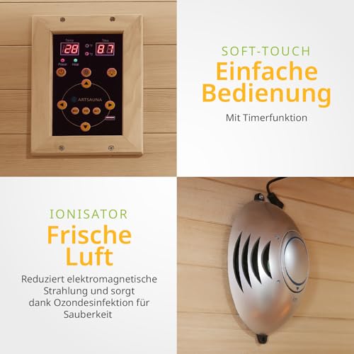 Artsauna Infrarotkabine Billund Dual- Technologie mit 2 Relaxliegen & Tisch- 180x180x190 cm- 2 Personen- Infrarotsauna Infrarot Liegekabine Kabine-6