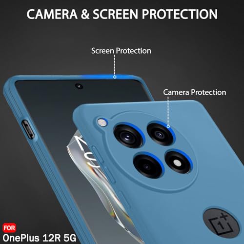 Image of TheGiftKart Liquid Silicone Back Cover Case for OnePlus 12R 5G | Soft Micro-Fibre Lining Inside | Camera Protection Bump | Shockproof Back Case Cover for OnePlus 12R 5G (Silicone, Blue)