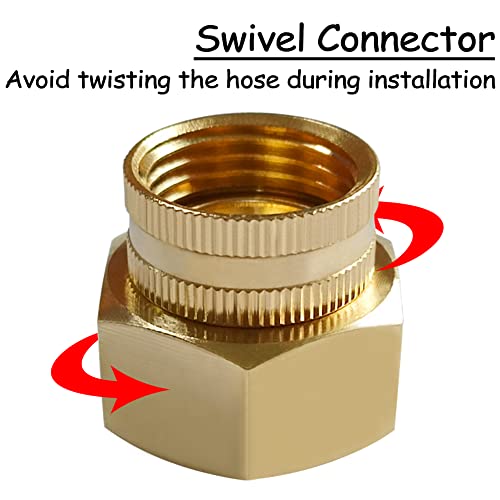 Uenede 2Pcs Brass Garden Hose Reducer Swivel Connector 3/4"Ght To 3/4"Npt Threaded Double Female Reducing Convert Adapter Garden Hose Pipe Fittings #TOP2