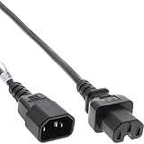 Farbe: Schwarz InLine 16811C Netzkabelverlängerung, Warmgerätestecker gerade C15 auf Buchse gerade C14, 3m, schwarz