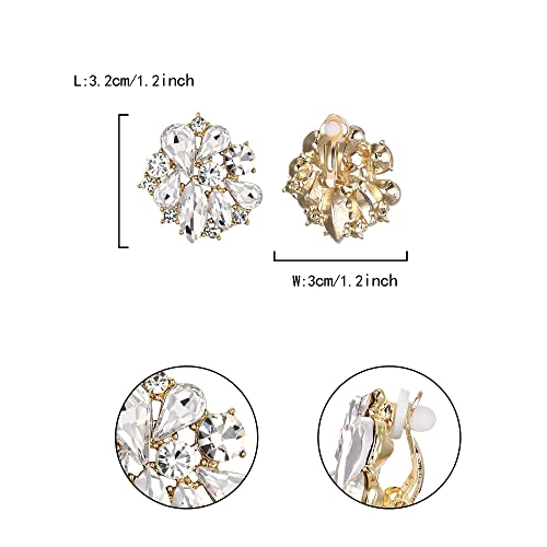 Aretes Florales Clip-on con Cristales para Mujer miniatura 5