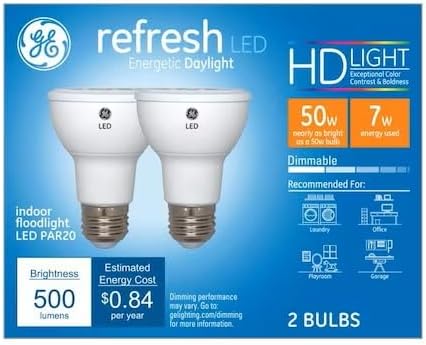 Miniatura 1 de GE Lighting - Paquete de 2 bombillas LED 7W Par20, 50 vatios, equivalente a luz diurna, 500 lúmenes