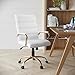 Flash Furniture Whitney Mid-Back Swivel LeatherSoft Desk Chair with Padded Seat and Armrests, Adjustable Height Padded Office Chair, White/Gold
