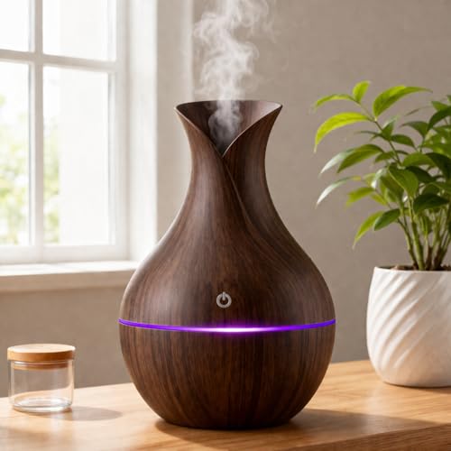 Aroma Diffuser with Wooden Finish, Ultrasonic Essential Oil Diffu...