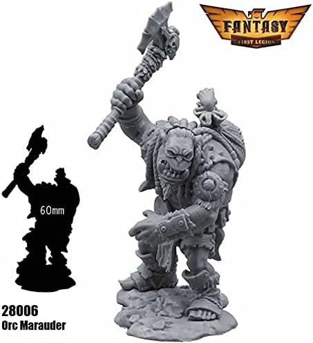 Miniatura 4 de Orc Marauder - Kit de figura de 1.102 in, escala heroica en miniatura, sin pintar, primera legión