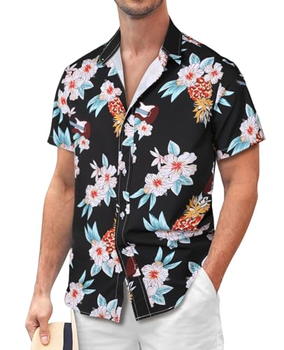 Chemise hawaïenne fleur d'ananas homme Sumolux en M pour look d'été décontracté