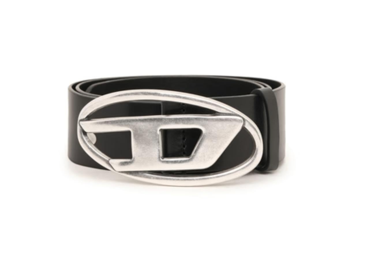 Black Leather Belt with Silver-Tone Logo Buckle-picture-27