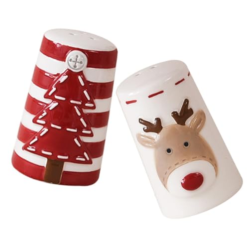 LOPUNER 2piezas Cerámica Para Sal y Pimienta Diseño Navideño Frascos De Especias Para Cocina Para Hogar Barbacoa y Camping