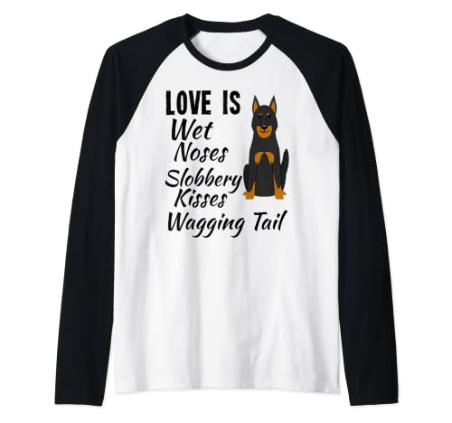 Doberman Pinscher - Regalo con texto "I love My Dog" Camiseta Manga Raglan