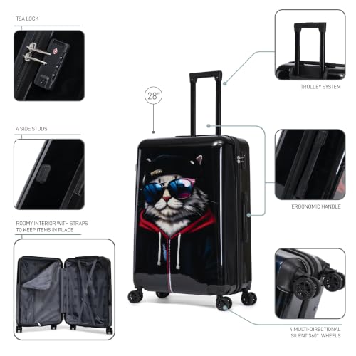 Image of InUSA Cat Print 28-Inch Hardside Spinner Luggage Lightweight & TSA Lock