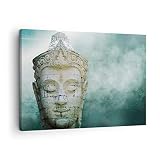 Bild auf Leinwand - Leinwandbild - Einteilig - Buddha Grafik Türkis - 70x50cm - Wand Bild - Wanddeko - Wandbilder - Leinwanddruck - Bilder - Wanddekoration - Leinwand bilder - Wandbild - AA70x50-4342