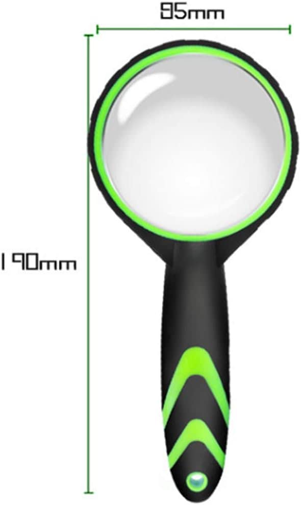 Lupa de Mano con luz LED, Lupa de Lectura para Ancianos, Lupa de observación para Estudiantes con Mango de Goma Verde con luz LED para Matrimonio