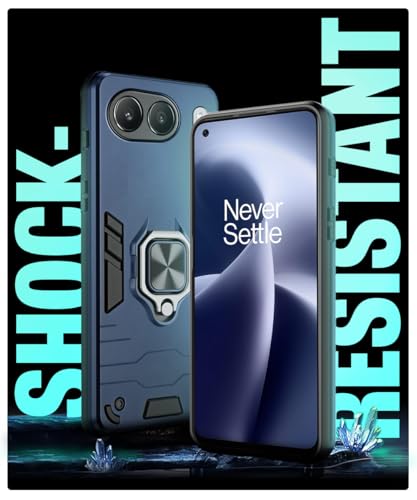 Image of WOW IMAGINE Shock Proof Back Case Mobile Cover for 1+ OnePlus Nord 4 5G | Back Cover Case (Tough Armor | Hybrid PC + TPU | Ring Holder & in-Built Kickstand | Blue)