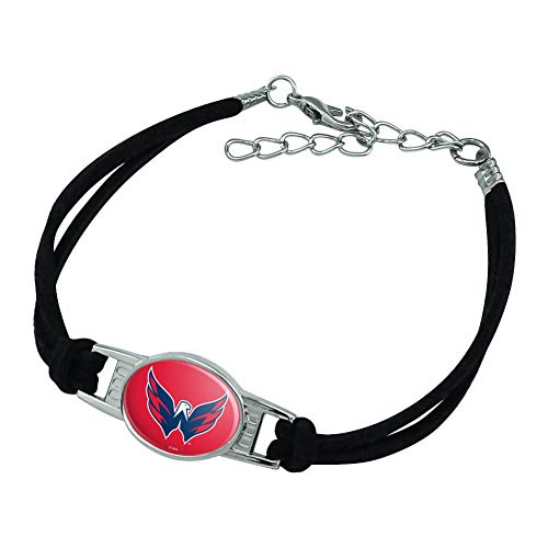 GRAPHICS & MORE NHL Washington Capitals Logo Novelty Suede Leather Metal Bracelet