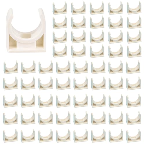 RHQFDM 60 Pièces 20mm Clips de Tuyau en PPR Blancs,Clips Fixes pour Conduits d'eau,Support de Fixation en U pour Tuyaux d'eau,pour les Cuisines,les Salles de Bains,les Piscines,les Jardins