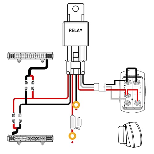 Nilight - 10015W - Ni-Wa 09 Led Light Bar Wiring Harness Kit 14Awg Heavy Duty 12V 5Pin Rocker Switch Laser On Off Waterproof Switch Power Relay Blade Fuse-2 Leads,2 Years Warranty #TOP3