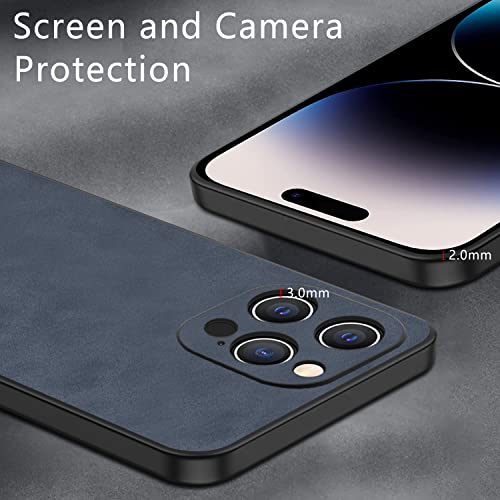 Duxsmei For Iphone 14 Pro Max Case(2022), Tpu And Suede Pu Leather Case, Anti-Vibration Anti-Slip Ultralight Luxury Case For Iphone 14 Pro Max 6.7 Inch, For Men Women(Blue) #TOP3