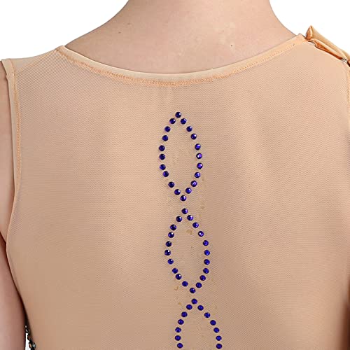 Vestido de patinação artística, strass brilhante, sem mangas, adulto infantil, fantasia de desempenh