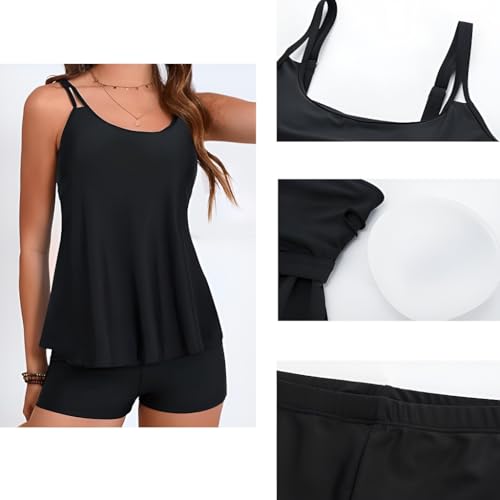 Womens Tankini Swimsuits Tummy Control Flowy Swimwear Bathing Suits Swim Tank Top with Boyshorts Two Piece4