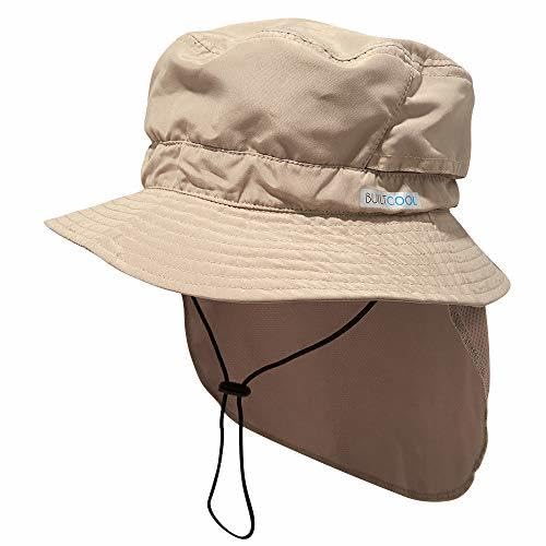 BUILTCOOL Adult Cooling Bucket Cap with Neck Shade – Boonie Hat, Waterproof Sun Protection for Hunting, Fishing, Hiking and Kayaking, Large/X-Large, Khaki
