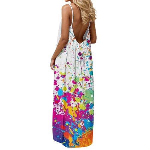 Image of HTHLVMD Backless Cami Dress Summer Dresses for Women 2026 Spaghetti Strap Dresses Womens Solid Color Backless Cami Dress