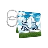 3dRose, A Pair of Old Fashioned One Piece Swimsuits on a Clothesline LGBTQ, set of 4 Key Chains
