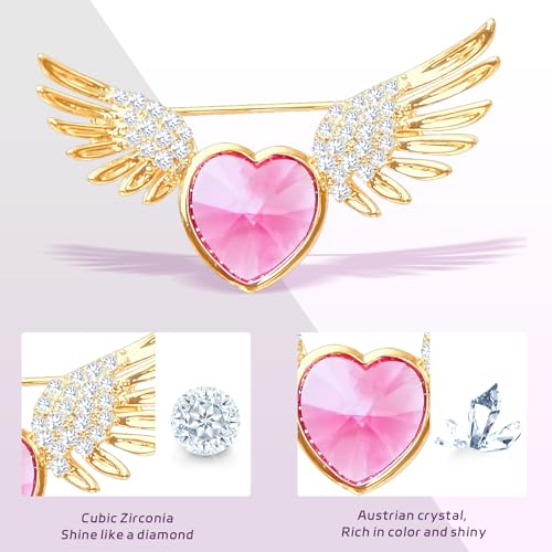 Image of Brooches For Women,14k Gold Plated Copper,Crystal Brooch,Love Brooch,Heart Brooches,Brooches Pin for Birthday, Christmas,Valentines, Wedding Parties, Anniversaries,Mother's Day
