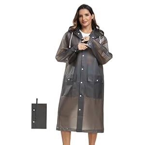 SaphiRose 1pack Reusable EVA Rain Ponchos for Adults-Extra Thick Heavy Duty Rain Jackets Unisex Raincoats with Hood