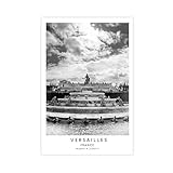 Leinwandposter Versailles, Frankreich, Reisen, Schwarz-Weiß, Schlafzimmerdekoration, Landschaft, Büro, Raumdekoration, Geschenk, 20 x 30 cm