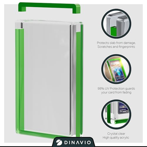 Image of PSA Graded Card Display Acrylic Case for Standard PSA and CGC Slabs - Slab Case - PSA Card Case - Graded Card Display Case - Updated Dimensions - Stand Included (Green Border)