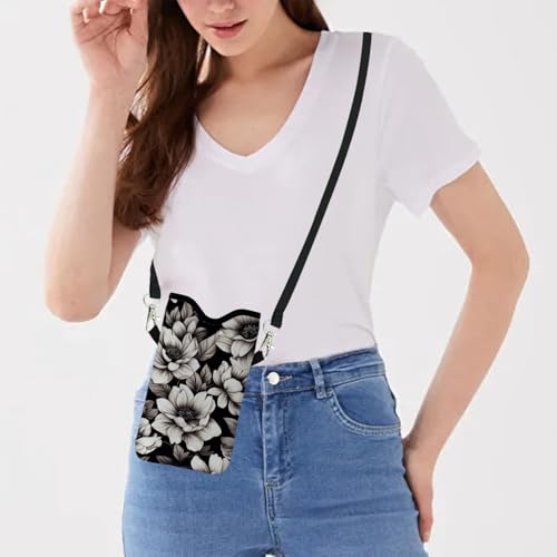 otilil Neoprene Cell Phone Sleeve Pouch Case Bag with Crossbody Strap Neck Lanyard for Women 7.1 X 3.9 in Flower by otilil - Image 5