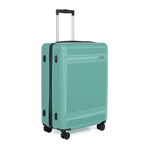 Image of SWISS MILITARY Pascal Hard 79cm Lightweight PC Large Check in Travel Luggage Trolley Bag, Anti-Theft Zippers & 3-Dial Lock, 360 Wheels, Wet Pocket & Aluminium Handle Suitcase Capacity 143L-Green