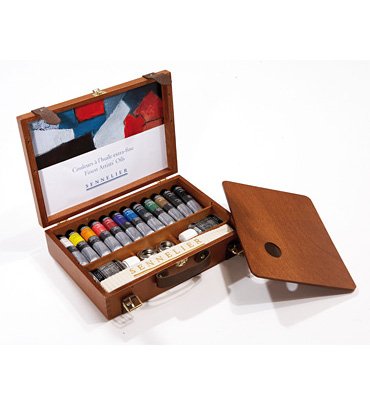 Sennelier - Coffret bois garni huile extra-fine 12 tubes de 40 ml Sennelier - N130354.00