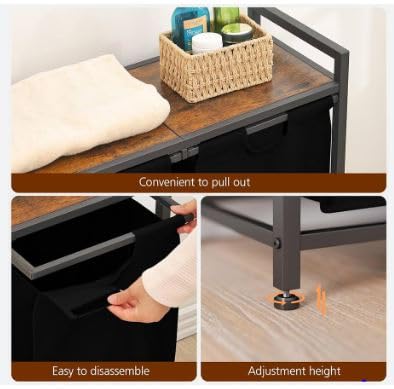 Laundry Hamper with Large Table Top, 3 Section Pull-Out Clothes Basket - Image 4