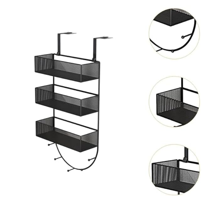 Fridge Organizer Shelf with Hooks Hanger Fruits Refrigerator Storage Rack Side Containers for Laundry Room Pantry Cabinet, 26cmx13cmx67cm